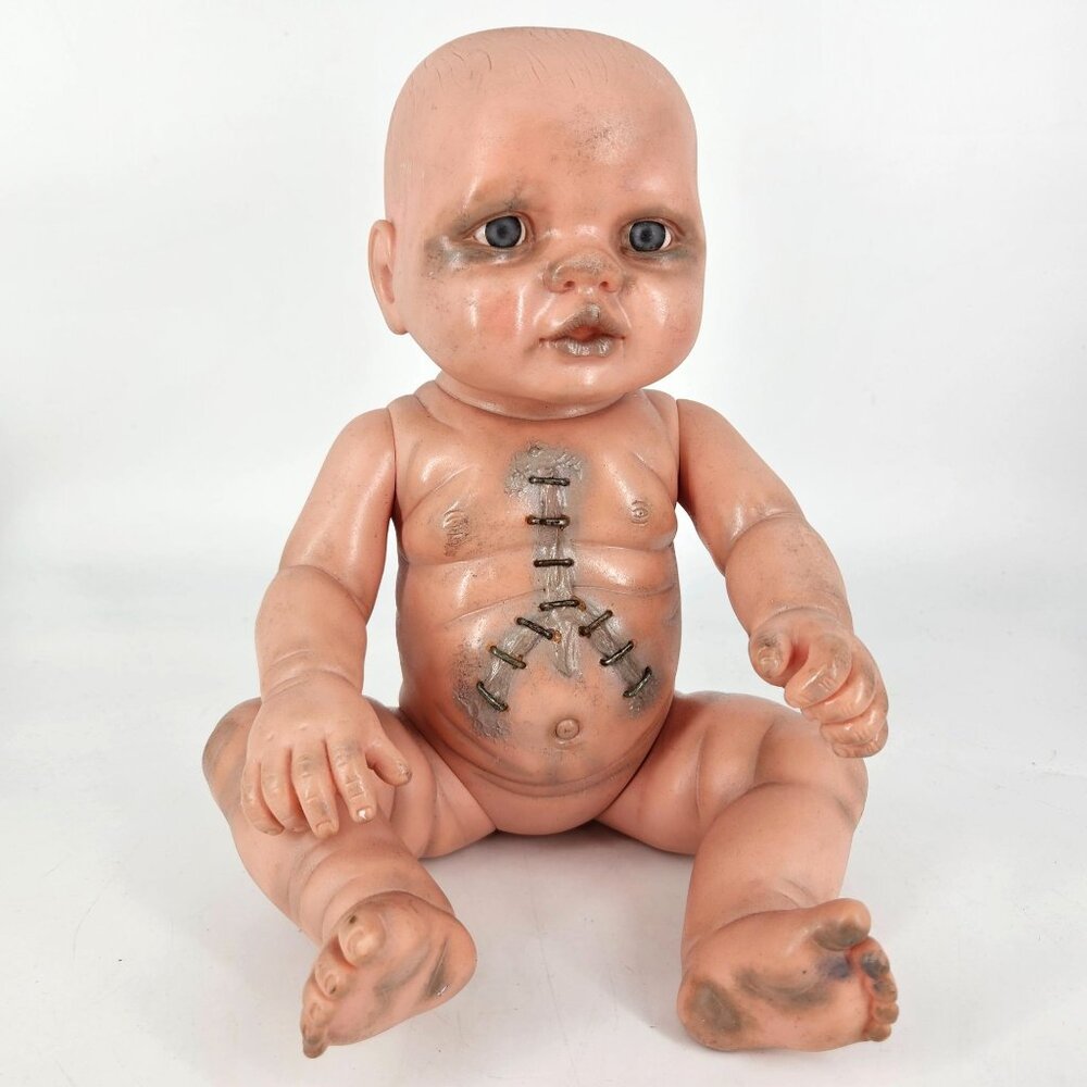 Zombie Baby Doll Spooky Scary Macabre Horror OOAK Artist Signed Halloween 9"